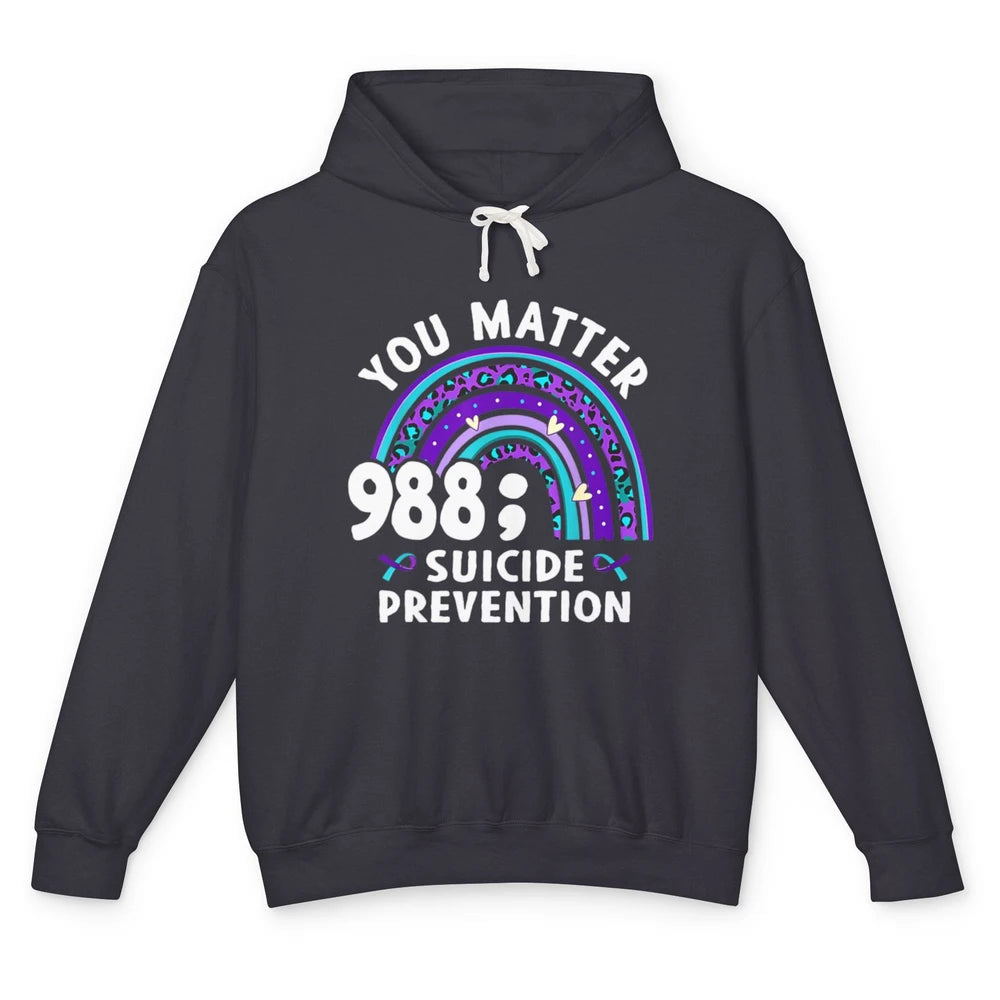 Suicide Prevention Month Hotline Semicolon Rainbow Warrior Unisex Lightweight Hoodie