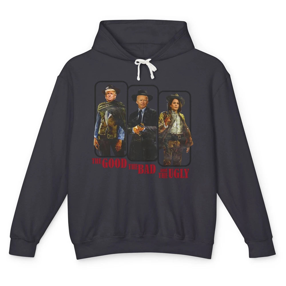 Funny Trump The Good The Bad The Ugly Anti Biden Kamala Unisex Lightweight Hoodie