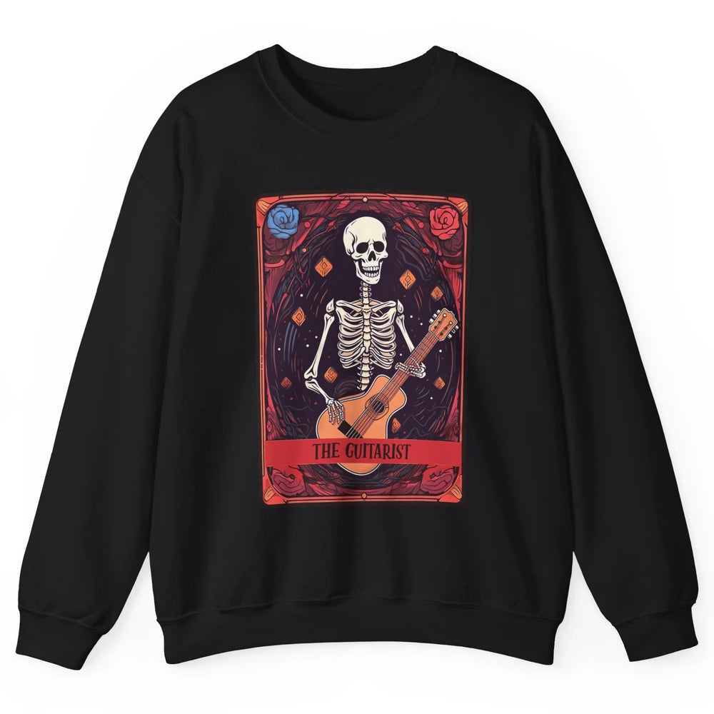 Retro Skeleton Musician The Guitarist Tarot Card Halloween Unisex Crewneck Sweatshirt