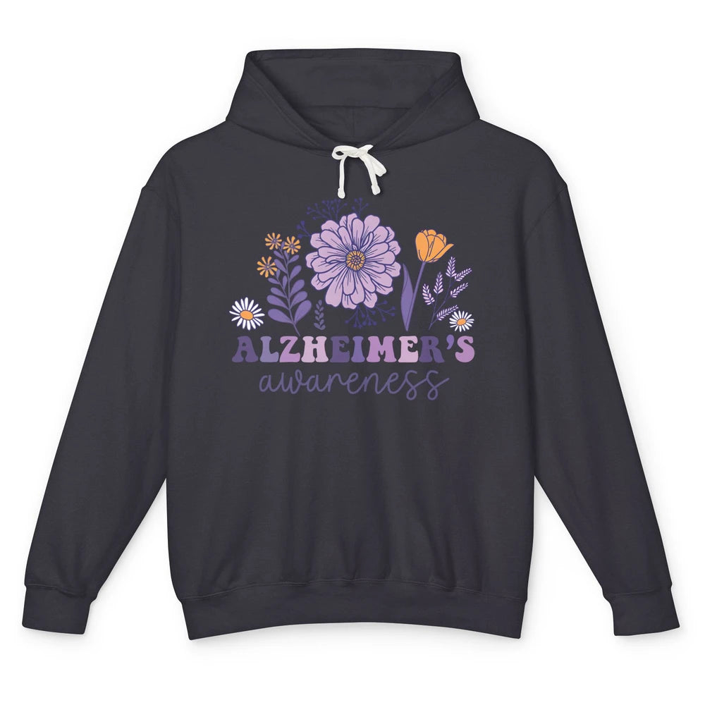 Alzheimer's Awareness Wildflower Dementia Inspirational Gift Unisex Lightweight Hoodie