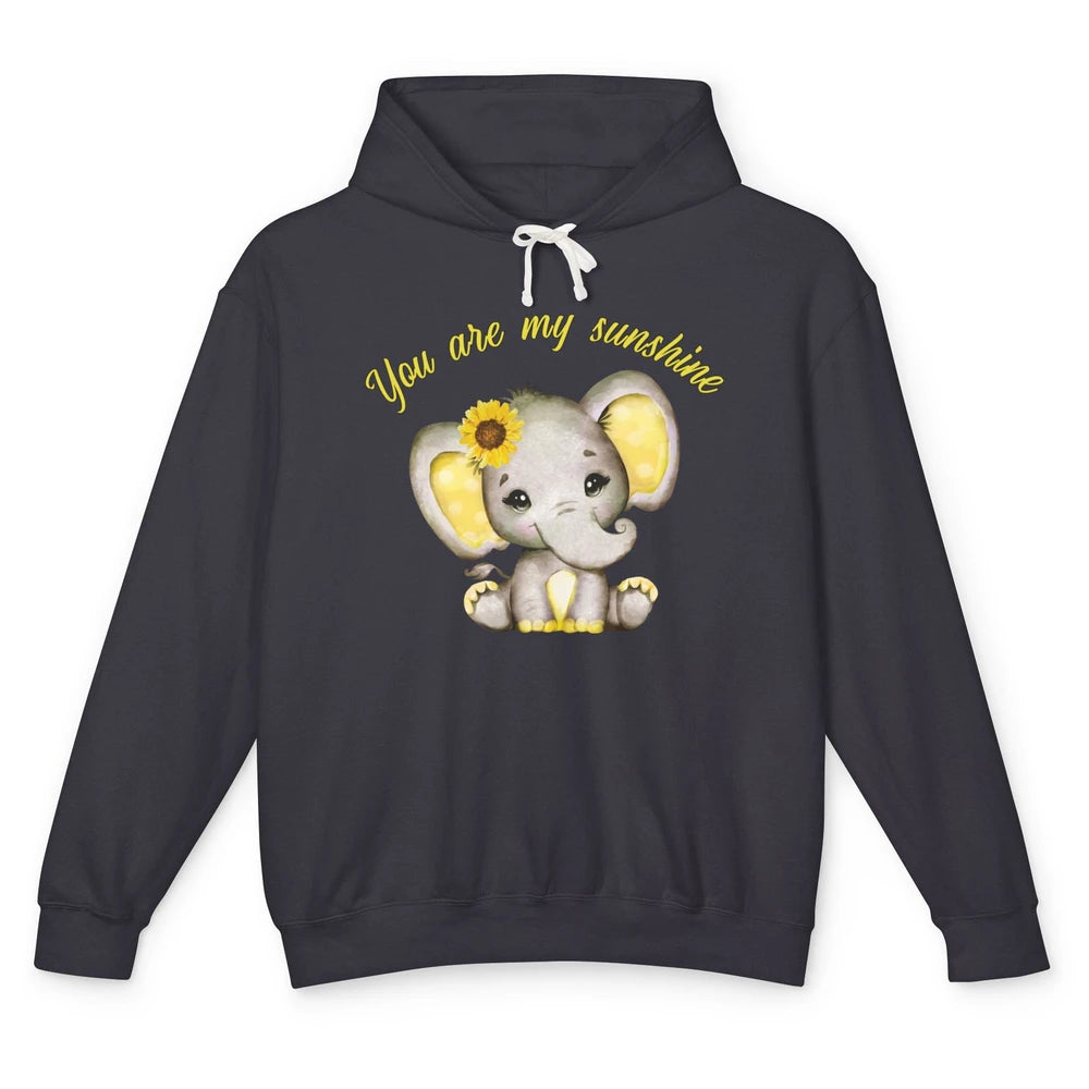 Sunflower Baby Elephant You Are My Sunshine Elephant Mom Unisex Lightweight Hoodie