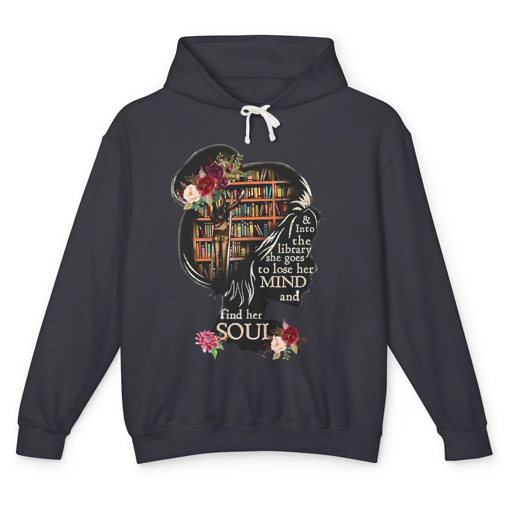 Bookish Into The Library She Goes Booknerd Reading Librarian Unisex Lightweight Hoodie