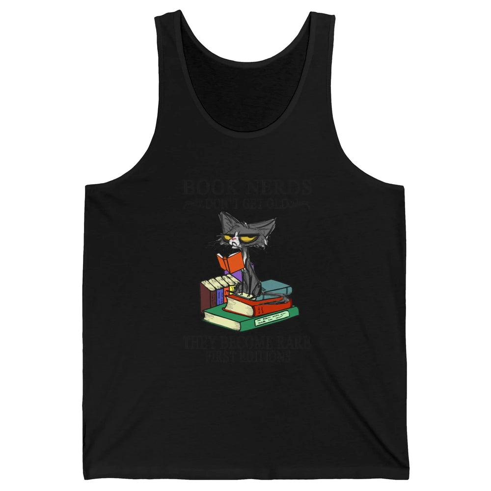 Cat Book Nerds Don't Get Old They Become Rare Reading Lovers Unisex Jersey Tank