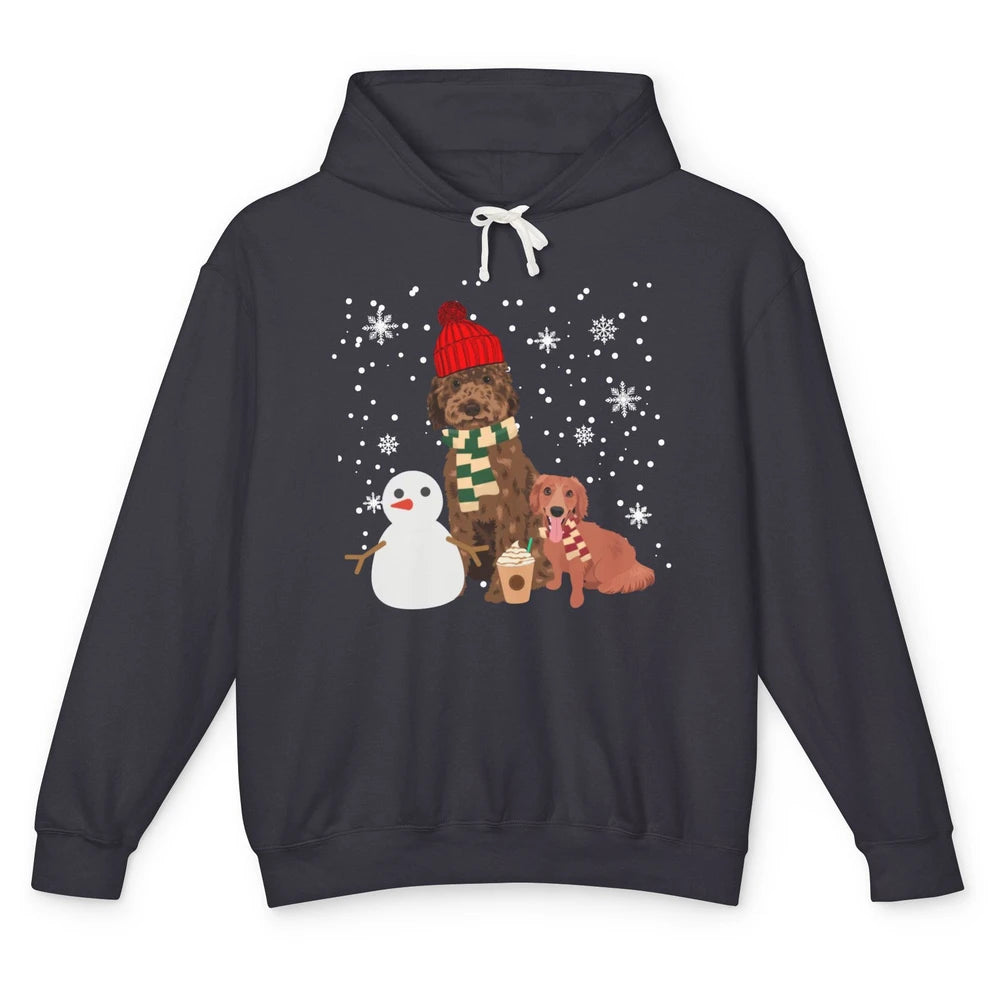 Christmas Goldendoodle Winter Dog Snowman Doodle Xmas Gift Unisex Lightweight Hoodie