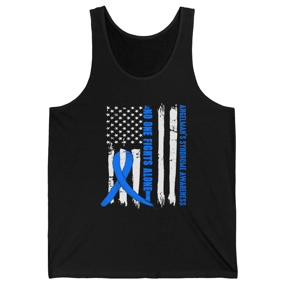 US Flag Angelman's Syndrome Blue Ribbon No One Fight Alone Unisex Jersey Tank