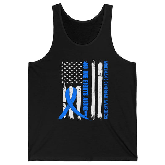 US Flag Angelman's Syndrome Blue Ribbon No One Fight Alone Unisex Jersey Tank