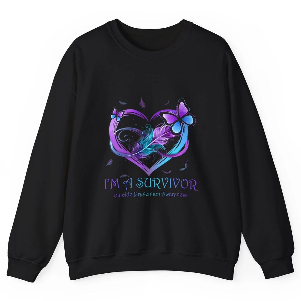 Survivor Purple Teal Heart Love Suicide Prevention Awareness Unisex Crewneck Sweatshirt