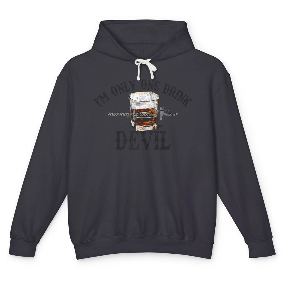 Retro Whiskey I'm Only One Drink Away From The Devil Western Unisex Lightweight Hoodie