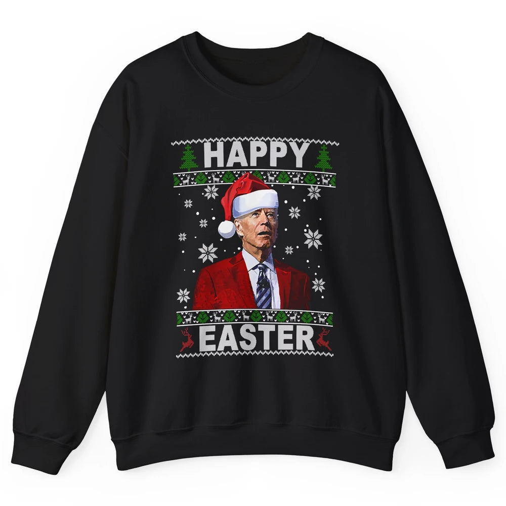 Funny Biden Santa Hat Happy Easter Anti Biden Christmas Unisex Crewneck Sweatshirt