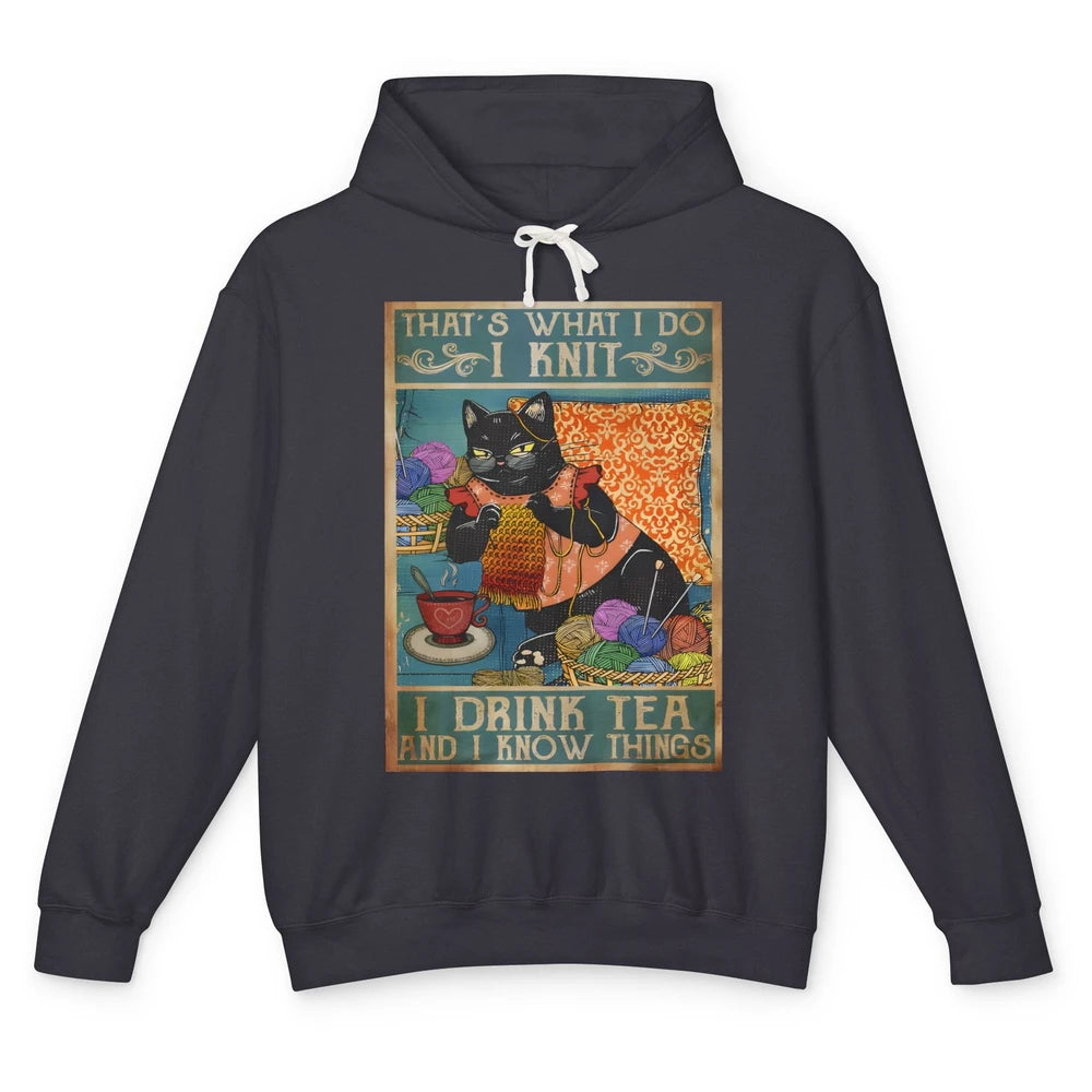 I Crochet So I Dont Choke People Cute Black Cat Knit Vintage Unisex Lightweight Hoodie