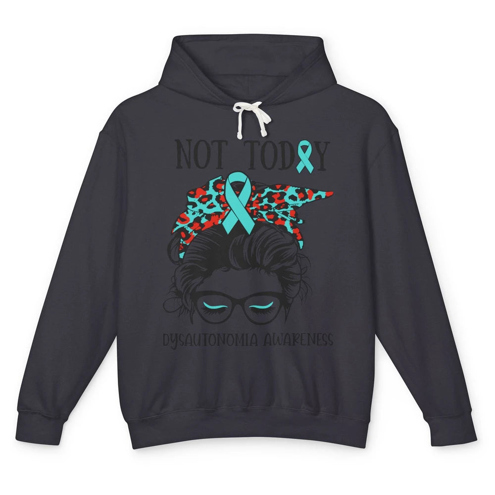 Dysautonomia Awareness Ribbon Not Today Messy Bun Leopard Unisex Lightweight Hoodie