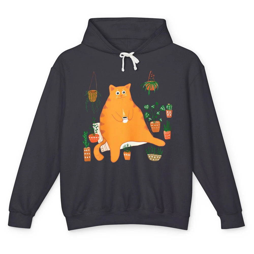 Funny Orange Cat Gardening Plants Sarcastic Kitten Gardener Unisex Lightweight Hoodie