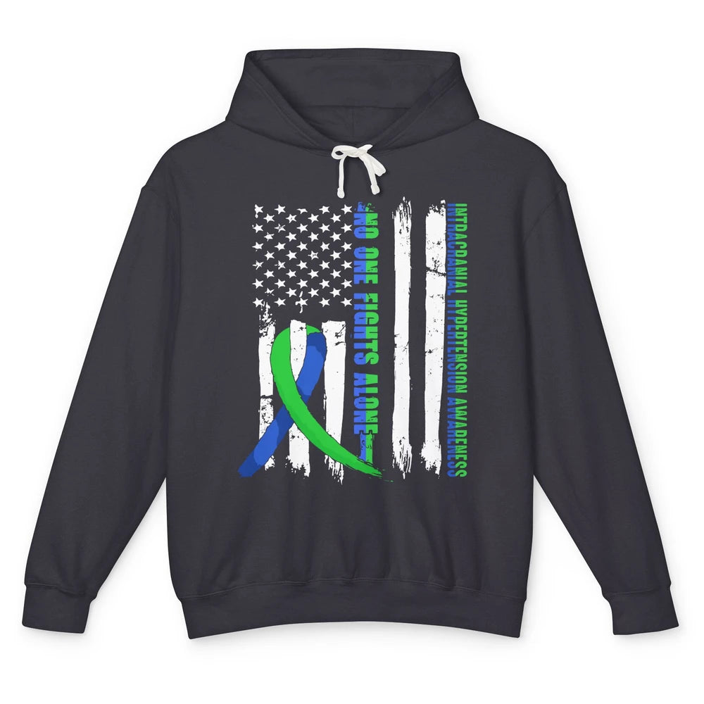 Intracranial Hypertension Ribbon No One Fight Alone US Flag Unisex Lightweight Hoodie