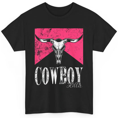 Western Cowboy Bull Skull Pink Southern Country Killer Retro Classic Unisex T-Shirt