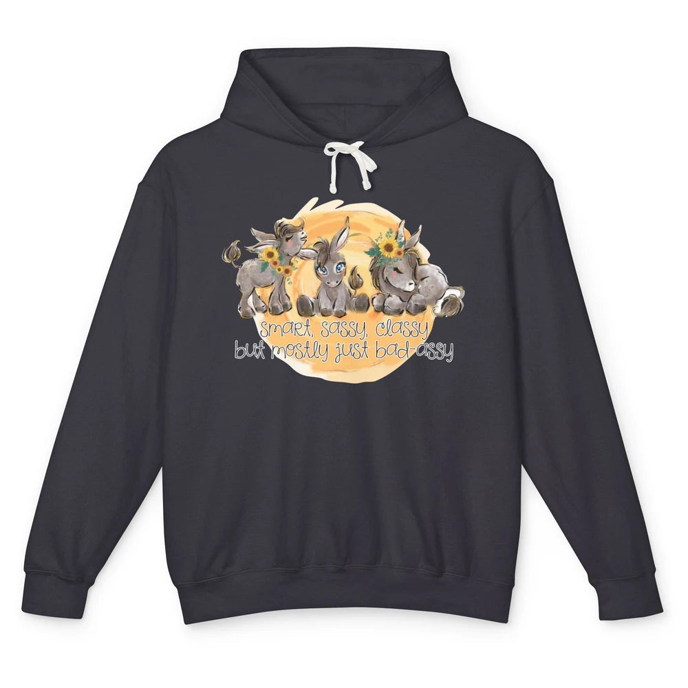 Cute Donkey Sunflower Sweet Sassy Classy Donkey Lovers Gift Unisex Lightweight Hoodie