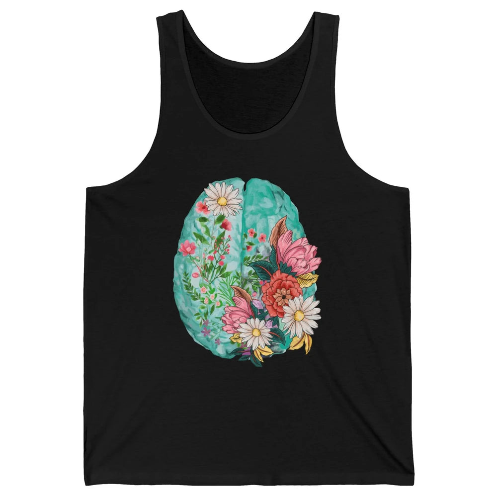 Wildflower Brain End The Stigma Floral Mental Health Matters Unisex Jersey Tank