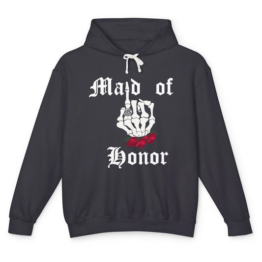 Maid Of Honor Bridesmaid Skeleton Bachelorette Skull Roses Unisex Lightweight Hoodie