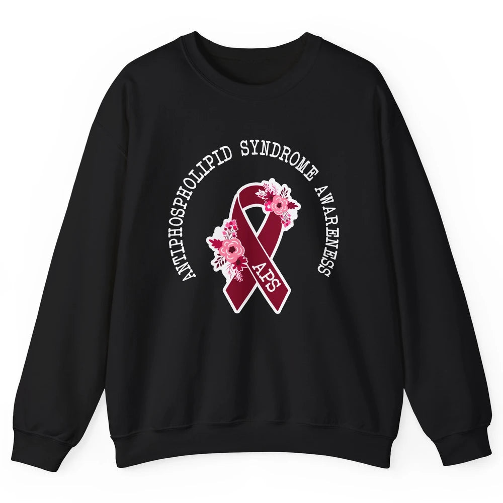 Antiphospholipid Syndrome Awareness APS Burgundy Ribbon Unisex Crewneck Sweatshirt