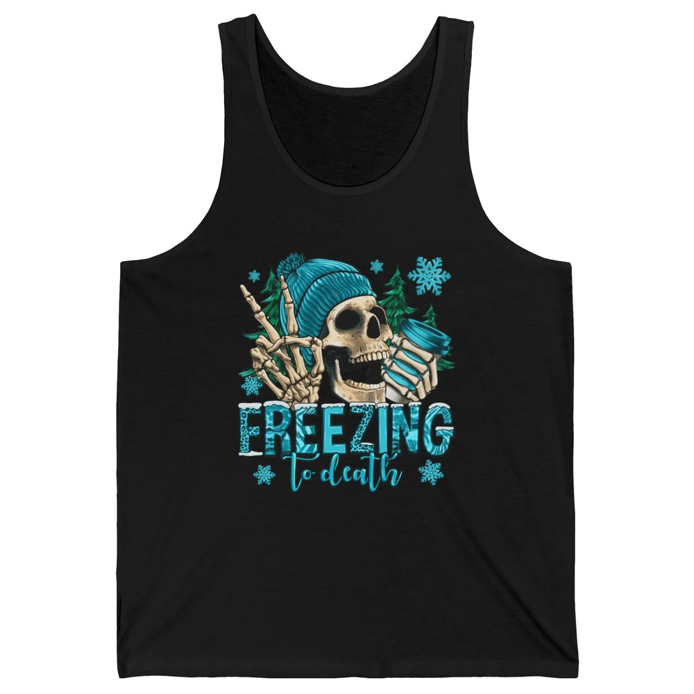 Funny Leopard Skull Freezing To Death Funny Christmas Winter Unisex Jersey Tank