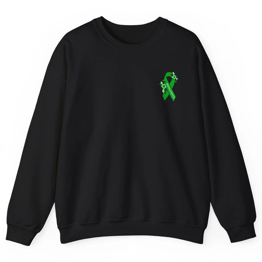 Scoliosis Awareness Support Floral Green Ribbon Pocket Size Unisex Crewneck Sweatshirt