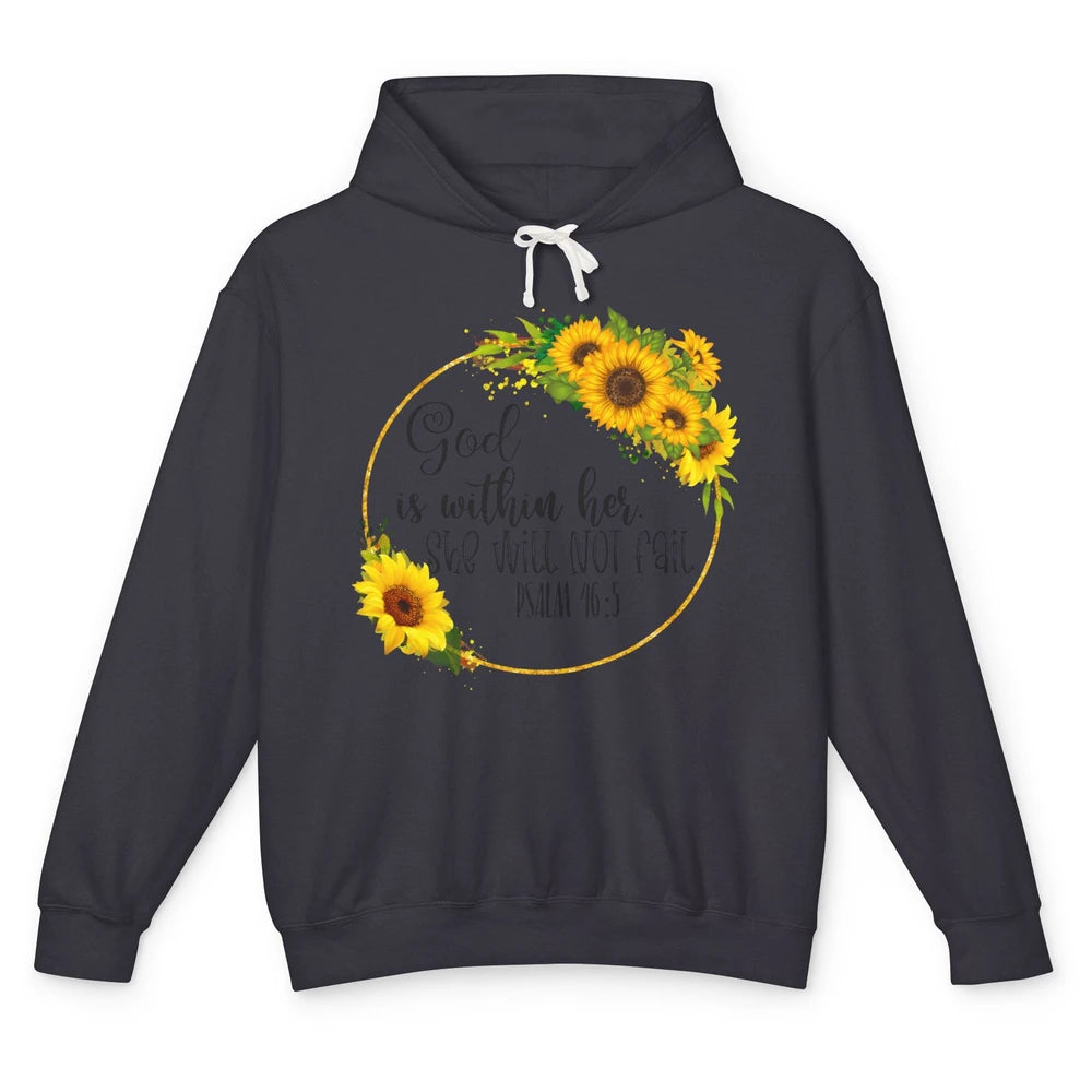 Floral Christian God Is Within Her She Will Not Fall Bible Unisex Lightweight Hoodie