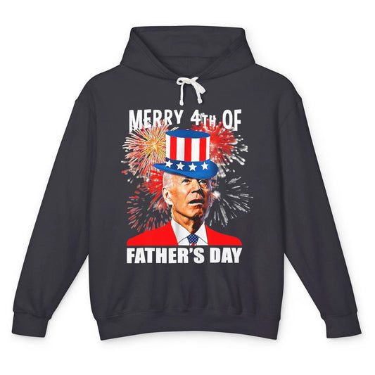 Funny Joe Biden Merry 4th Of Father's Day Fireworks Anti Joe Unisex Lightweight Hoodie