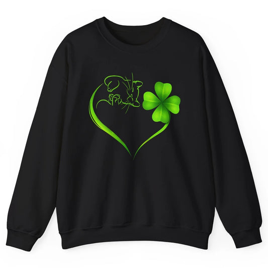 St Patricks Day Cat Shamrock Heart Go Lucky St Paddy Day Unisex Crewneck Sweatshirt