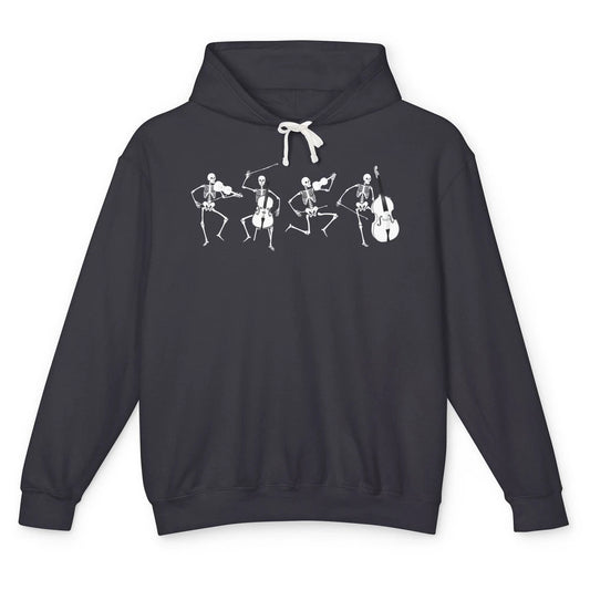 Skeleton Orchestra Musician Spooky Orchestra Violin Players Unisex Lightweight Hoodie