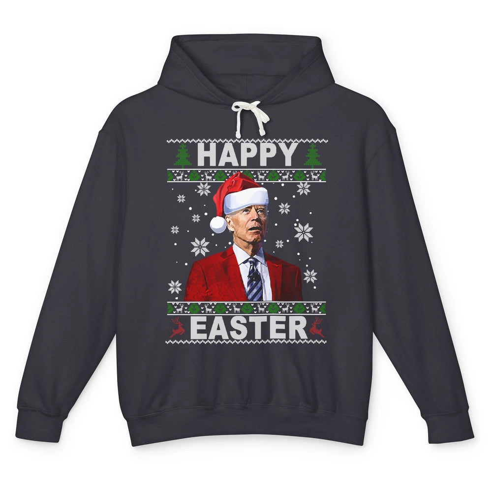 Funny Biden Santa Hat Happy Easter Anti Biden Christmas Unisex Lightweight Hoodie