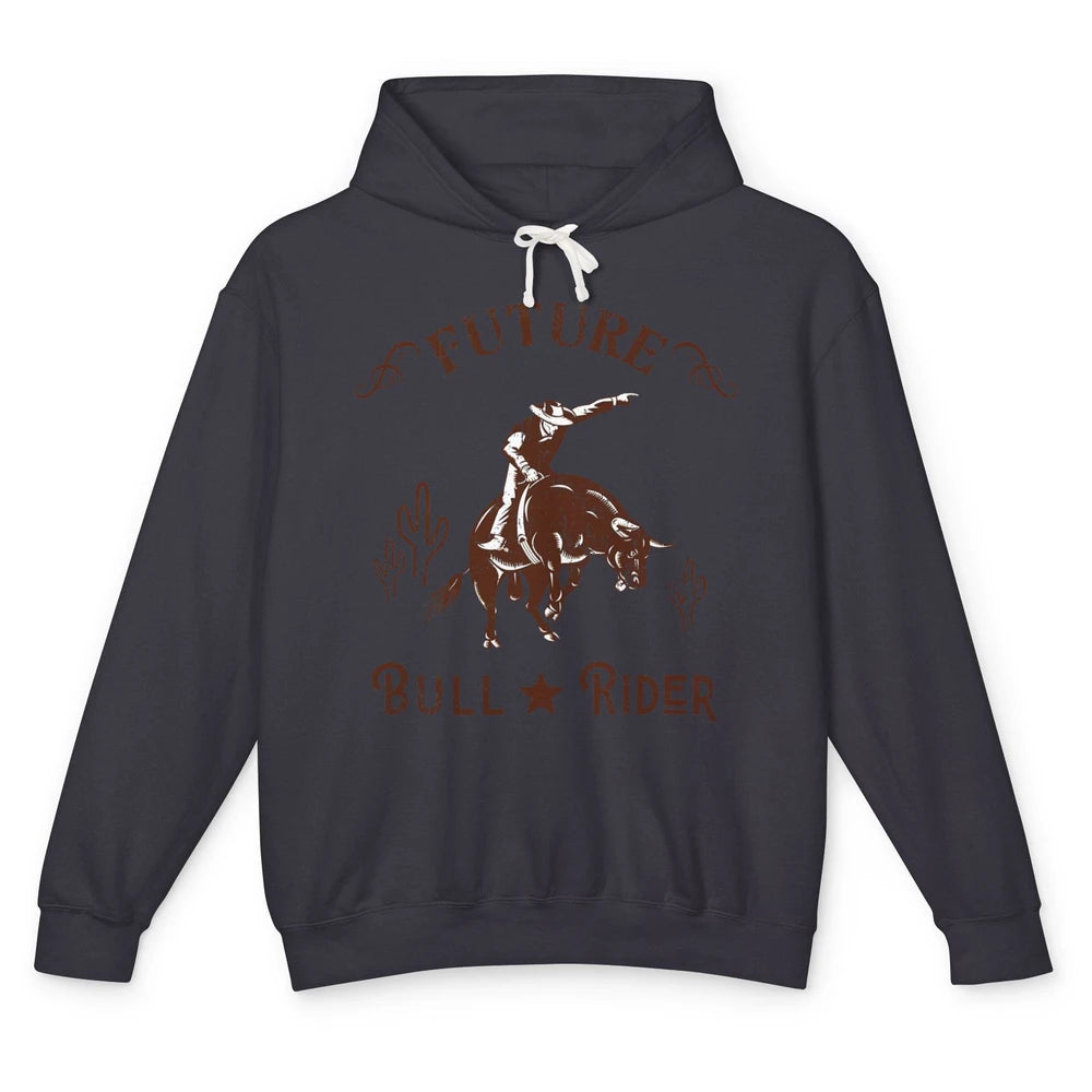 Retro Future Bull Rider Cowboy Western Country Cactus Riding Unisex Lightweight Hoodie