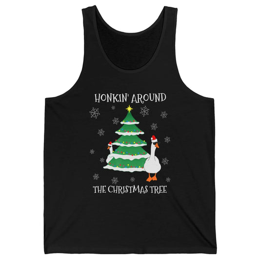 Merry Christmas Cute Geese Honking Around Xmas Tree Goose Unisex Jersey Tank