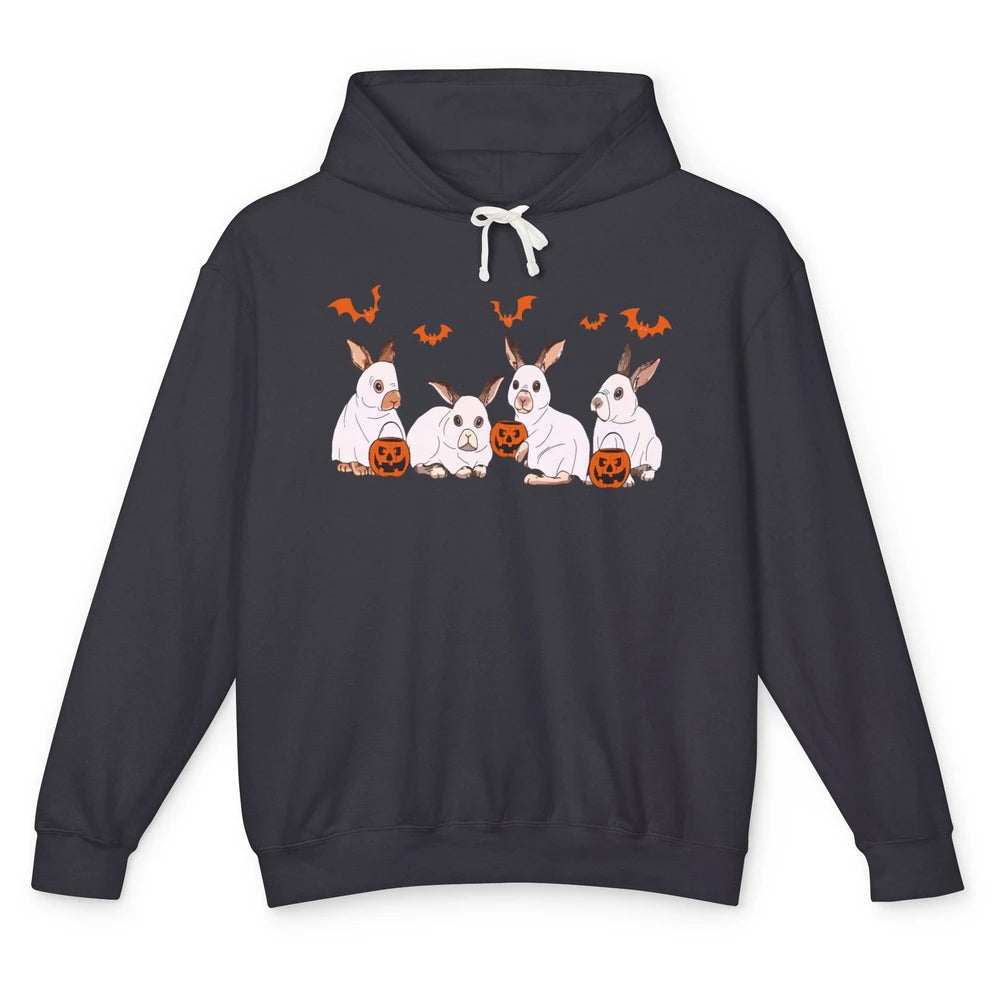 Funny Bunny Ghost Halloween Rabbit Pumpkin Spooky Season Unisex Lightweight Hoodie