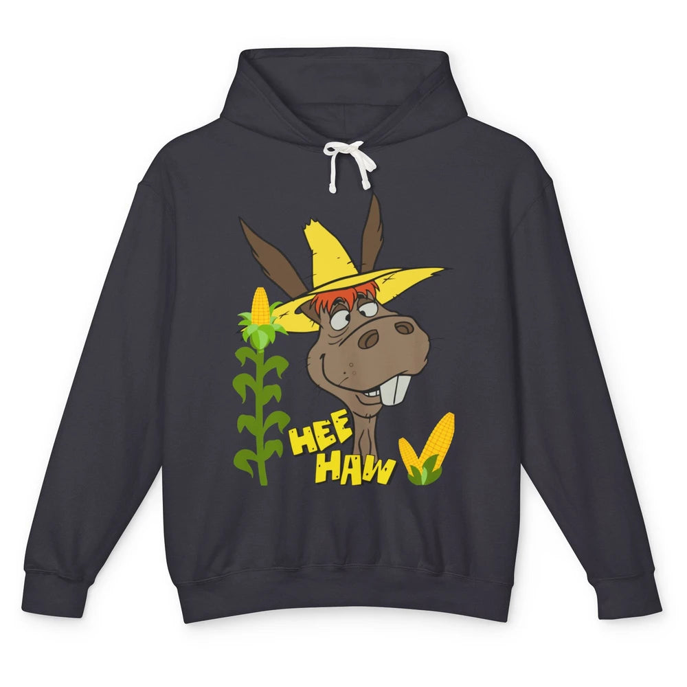 Funny Donkey Face Hee Haw Farming Life Farm Animal Corn Life Unisex Lightweight Hoodie