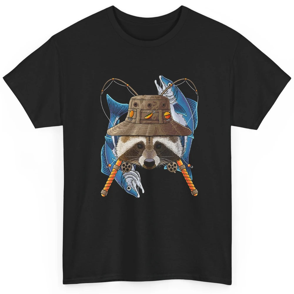 Fishing Raccoon Outdoor Fisherman Animal Vintage Fish Reels Classic Unisex T-Shirt