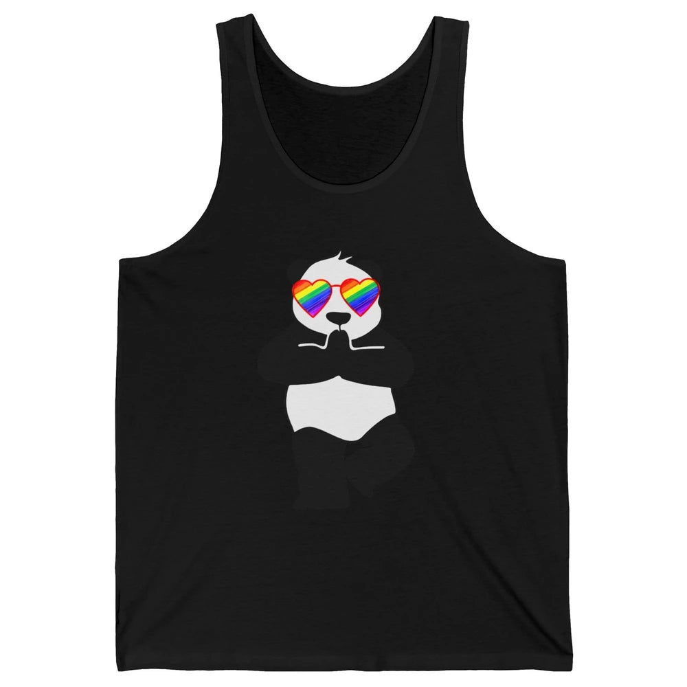 Yoga Panda LGBT Gay Pride Month Rainbow Sunglasses Love Unisex Jersey Tank