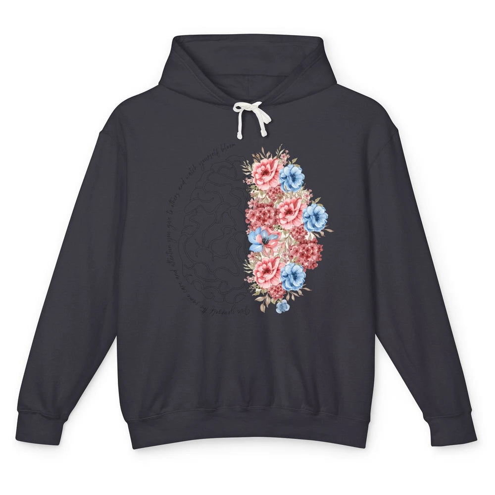 Brain Anatomy Nurse Blooming Flowers Nursing Anatomical Gift Unisex Lightweight Hoodie