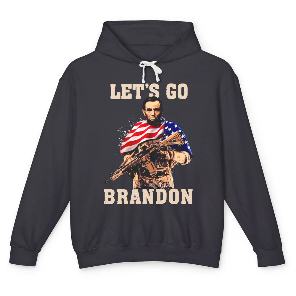 Abraham Lincoln US Flag Lets Go Brandon Conservative Liberal Unisex Lightweight Hoodie