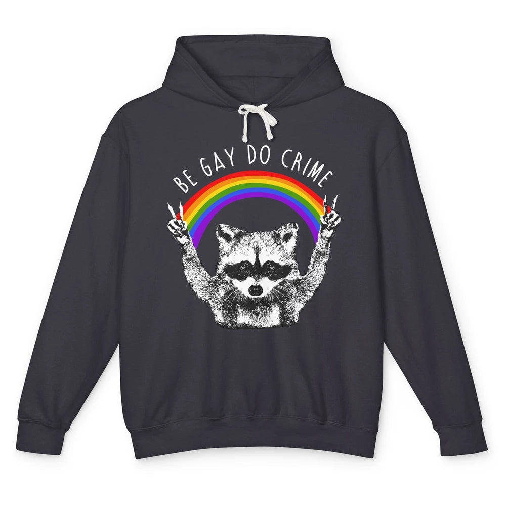 Funny Raccoon Be Gay Do Crime Rainbow LGBTQ Pride Gay Racoon Unisex Lightweight Hoodie