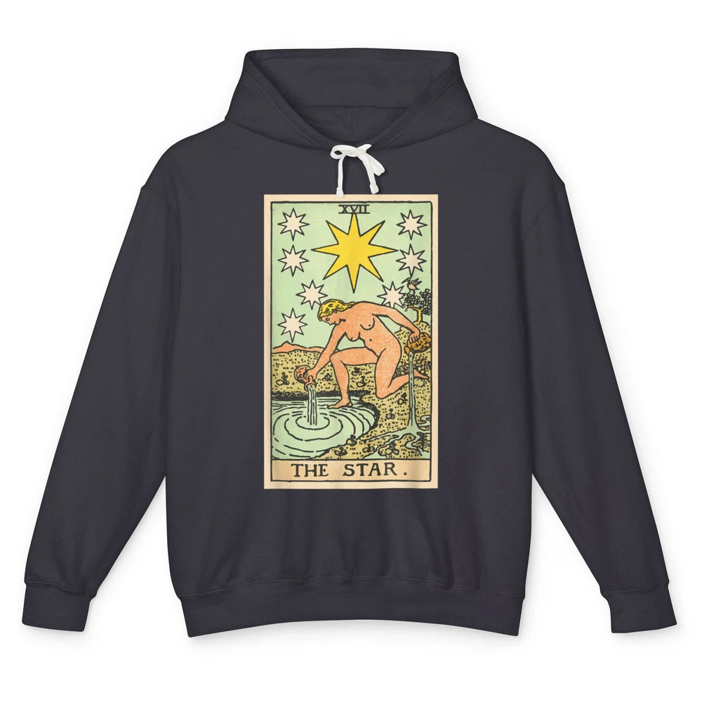 The Star Tarot Card Lady Crescent Vintage Moon Halloween Unisex Lightweight Hoodie