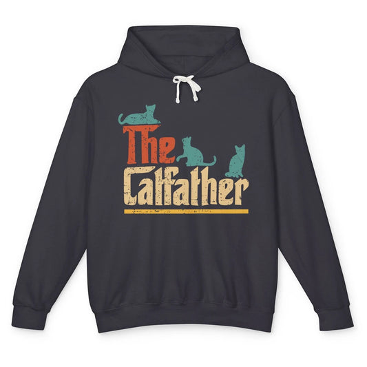 Retro The Catfather Funny Cat Lovers Cat Dad Fathers Day Unisex Lightweight Hoodie