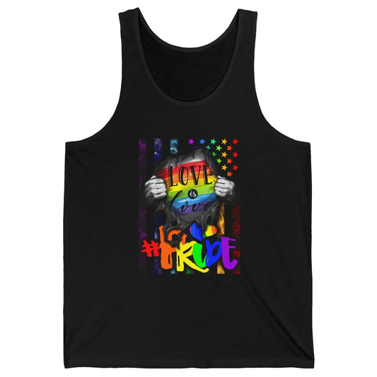 American Flag Love Is Love LGBT Gay Pride Month Equality Unisex Jersey Tank