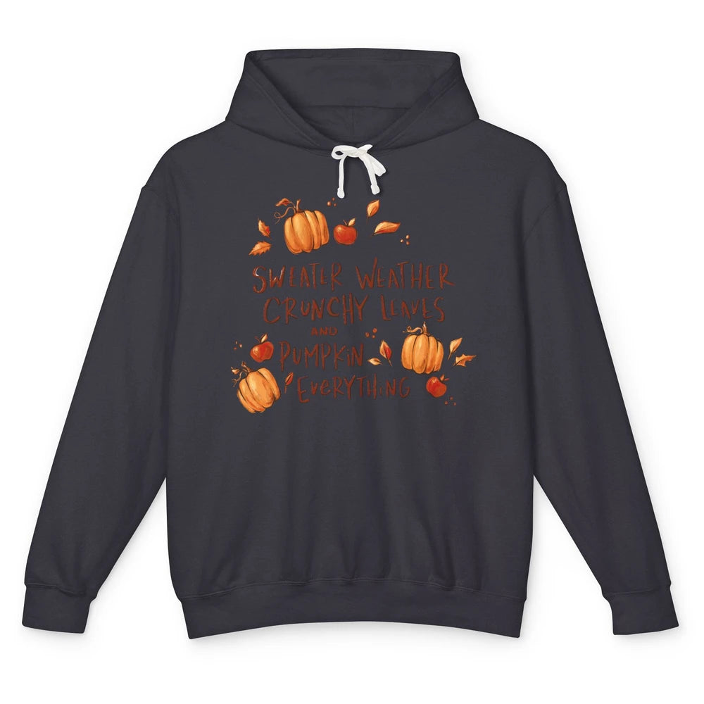 Sweater Weather Crunchy Leave Pumpkin Everythin Western Fall Unisex Lightweight Hoodie