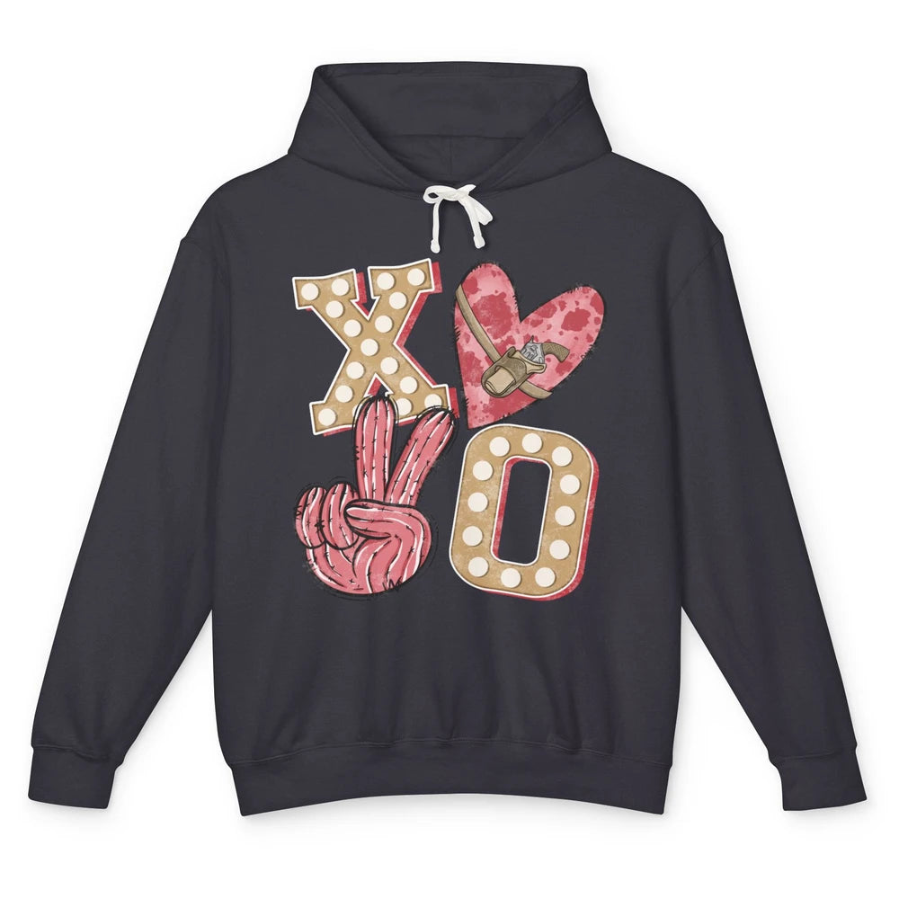 XOXO Hugs And Kisses Leopard Heart Cowboy Love Rodeo Western Country Unisex Lightweight Hoodie