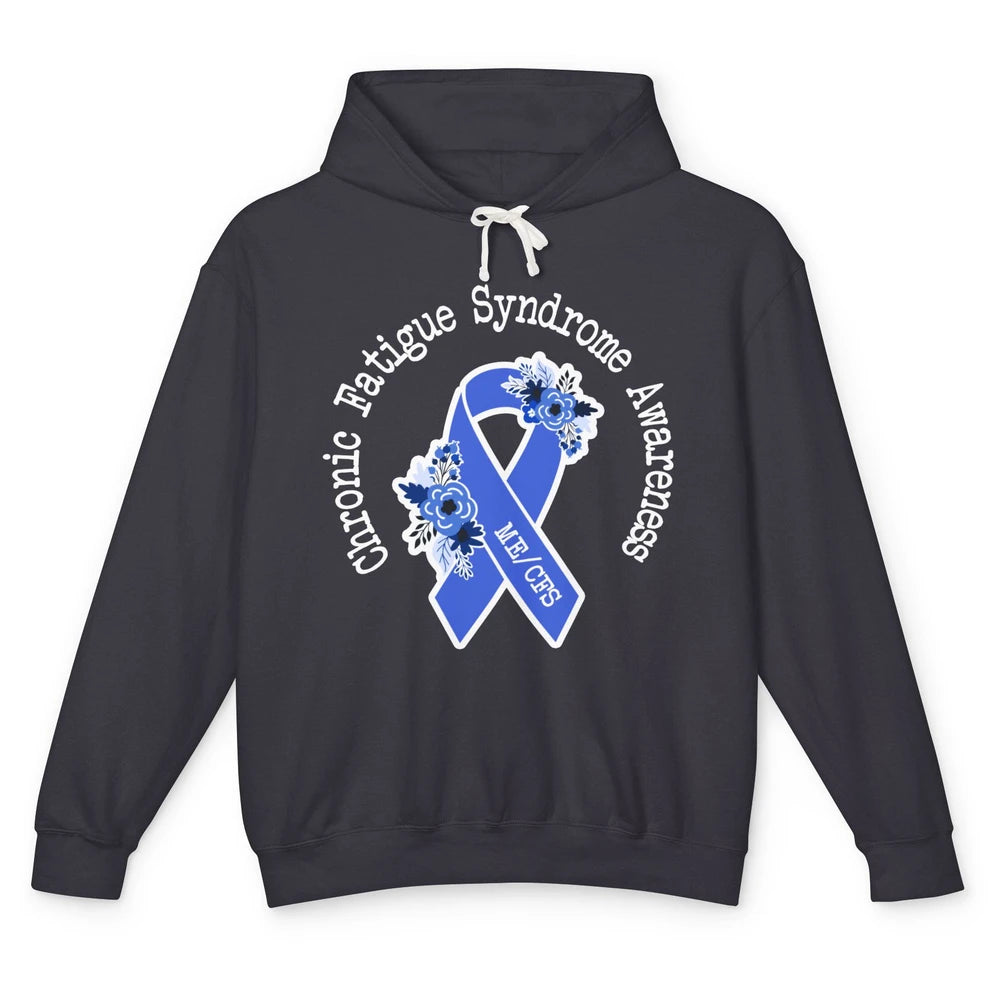 ME/CFS Chronic Fatigue Syndrome Awareness Floral Blue Ribbon Unisex Lightweight Hoodie