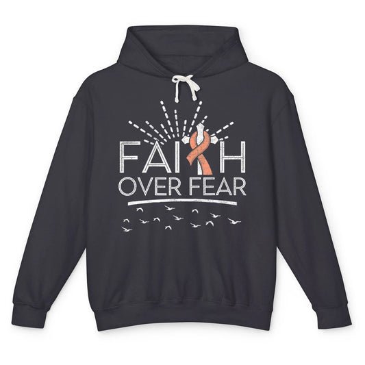 Faith Over Fear Peach Ribbon Uterine Cancer Awareness Month Unisex Lightweight Hoodie