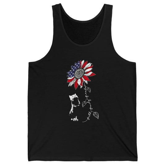 Cat Sunflower 4th Of July Patriotic Faith Family Freedom Unisex Jersey Tank