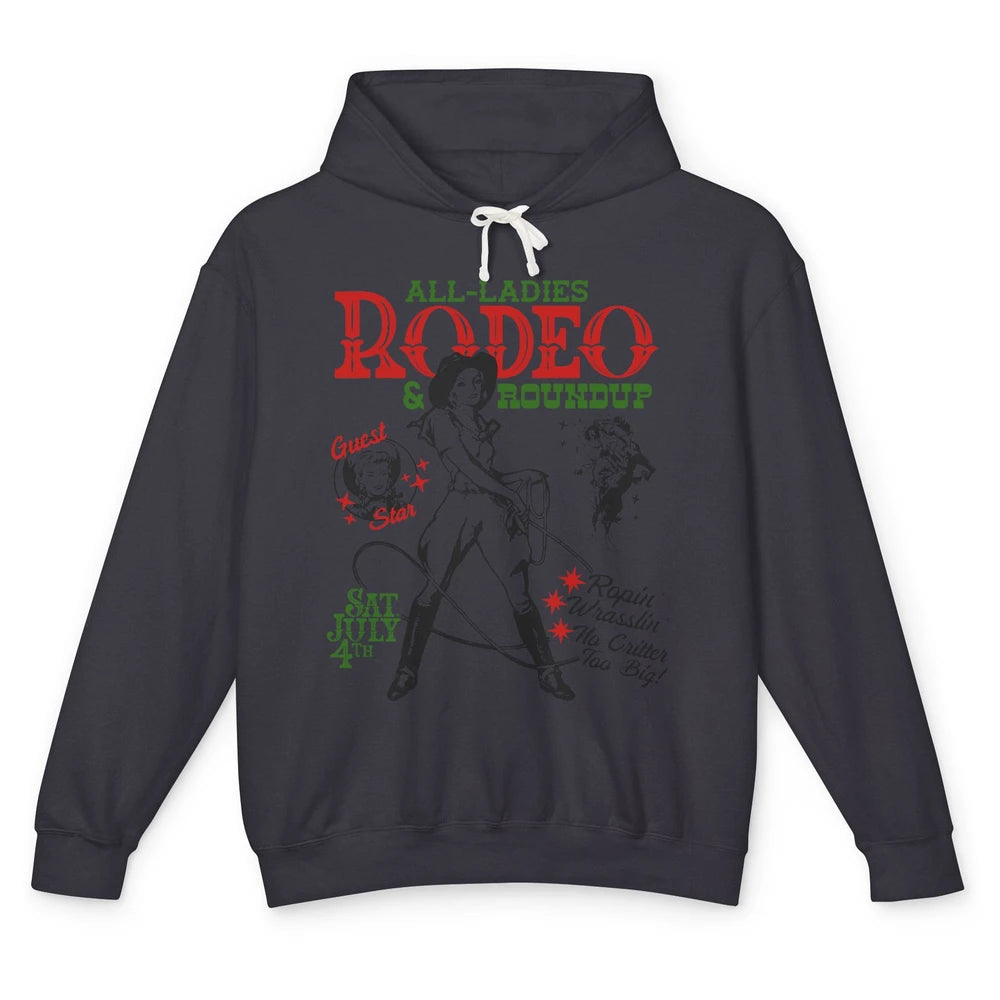 Retro Cowgirl All Ladies Roundup Western Country Rodeo Mom Unisex Lightweight Hoodie