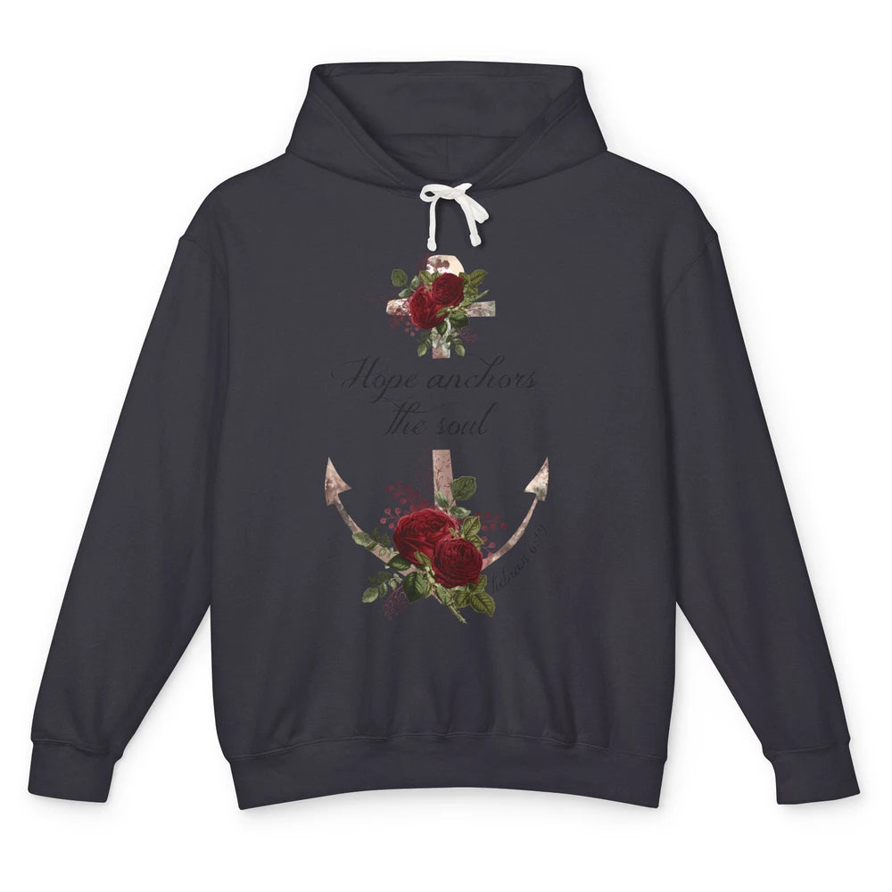 Floral Christian Hope Anchor The Soul Bible Verse Motivation Unisex Lightweight Hoodie