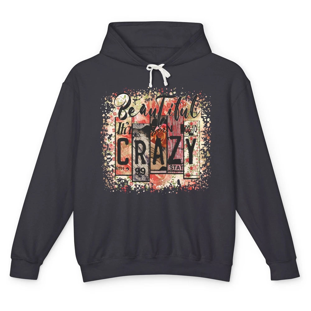 Retro Floral Western Cowgirl Beautiful Crazy Country Music Unisex Lightweight Hoodie