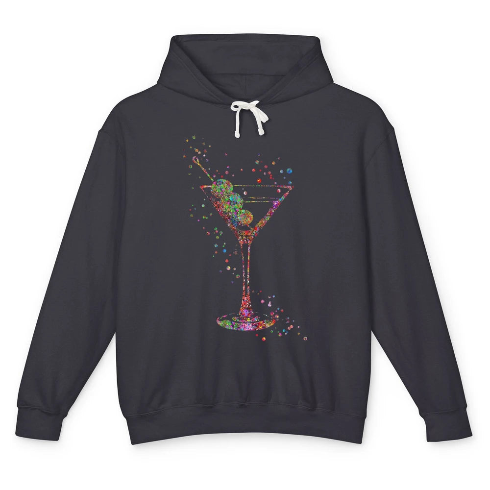 Watercolor Glass Of Martini Cocktails Wine Shot Alcoholic Unisex Lightweight Hoodie